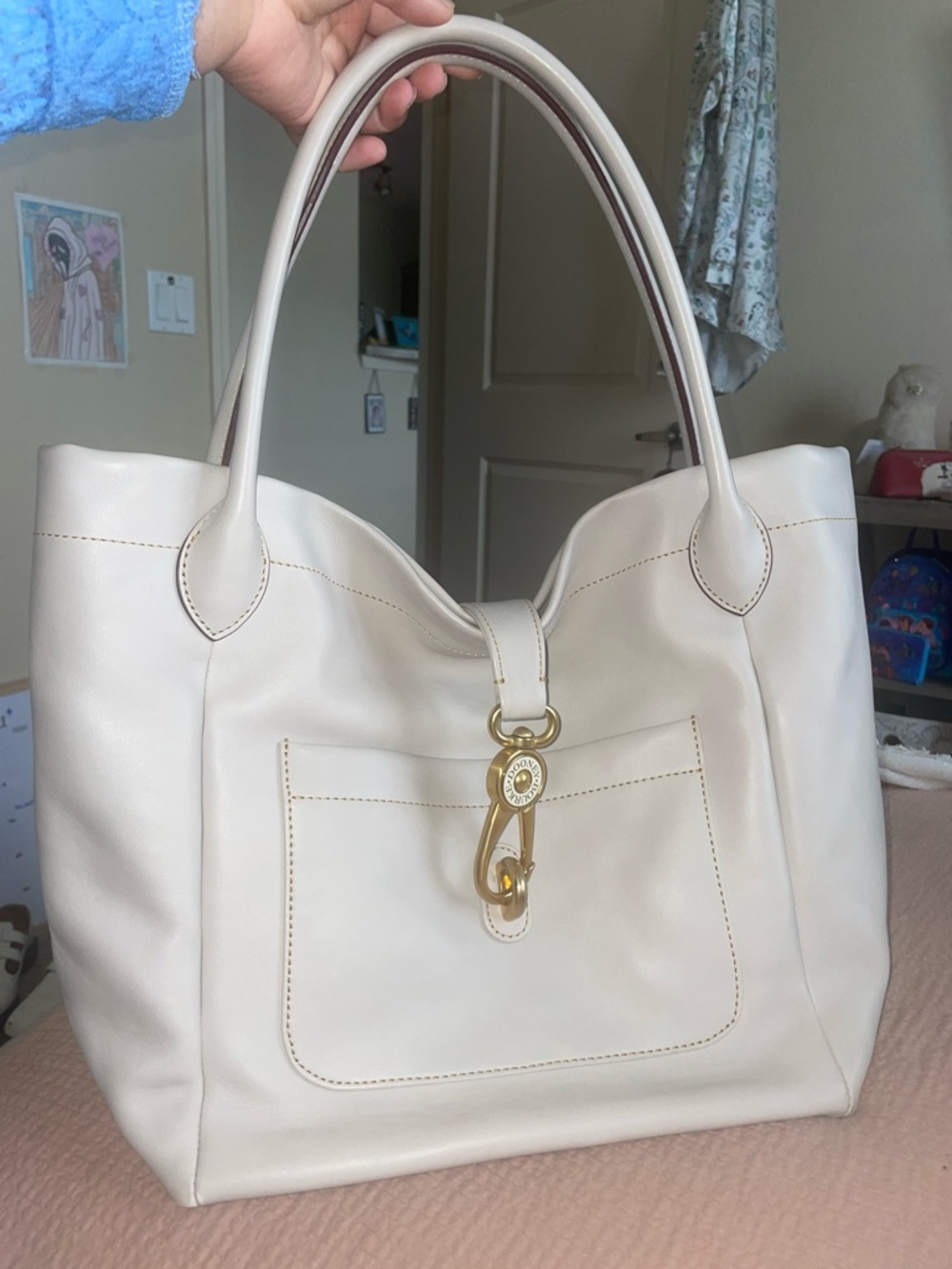 Dooney Lock Logo Tote in  ECRU ✨